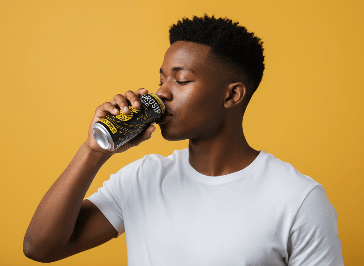 Person drinking Neurosip Pineapple